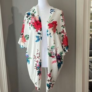 NWT Luisa Ricci open front knit floral print kimono cardigan Large